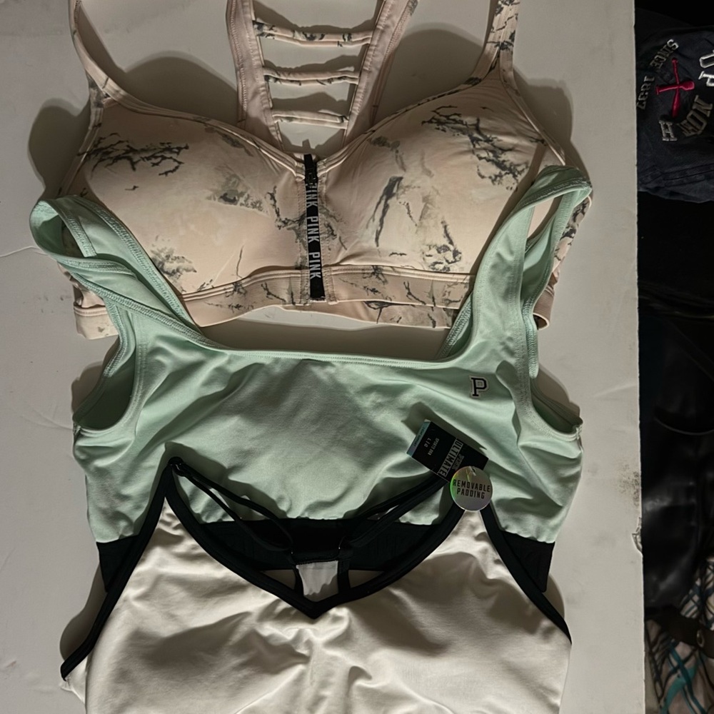 PINK Victoria's Secret Mint and Black Sports Bra